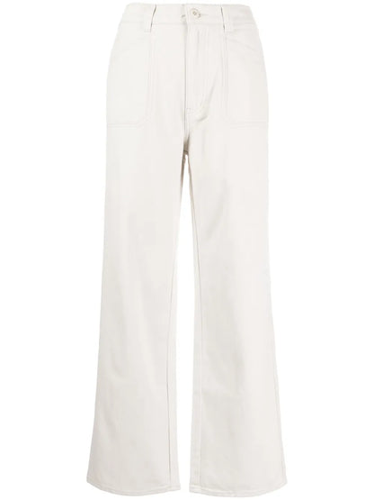 Logo-Patch Twill Straight-Leg Trousers