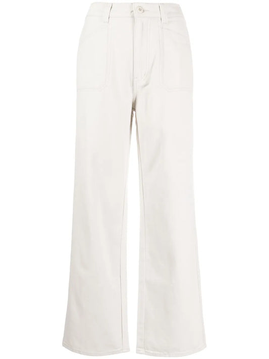 Logo-Patch Twill Straight-Leg Trousers