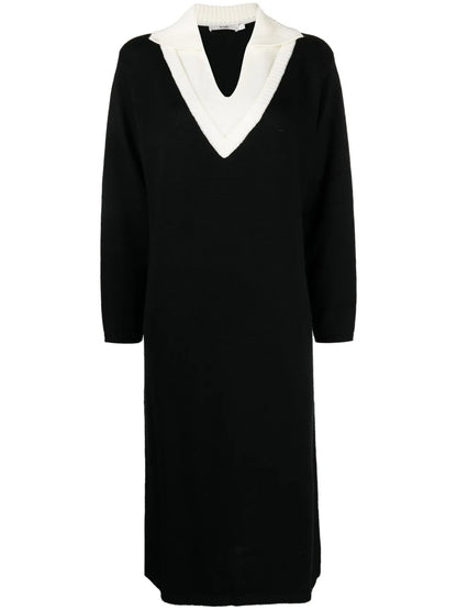 V-Neck Knitted Midi Dress