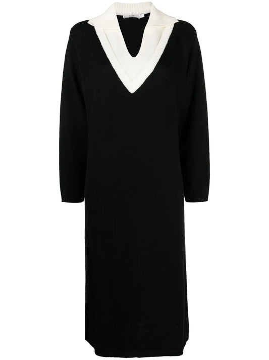 V-Neck Knitted Midi Dress