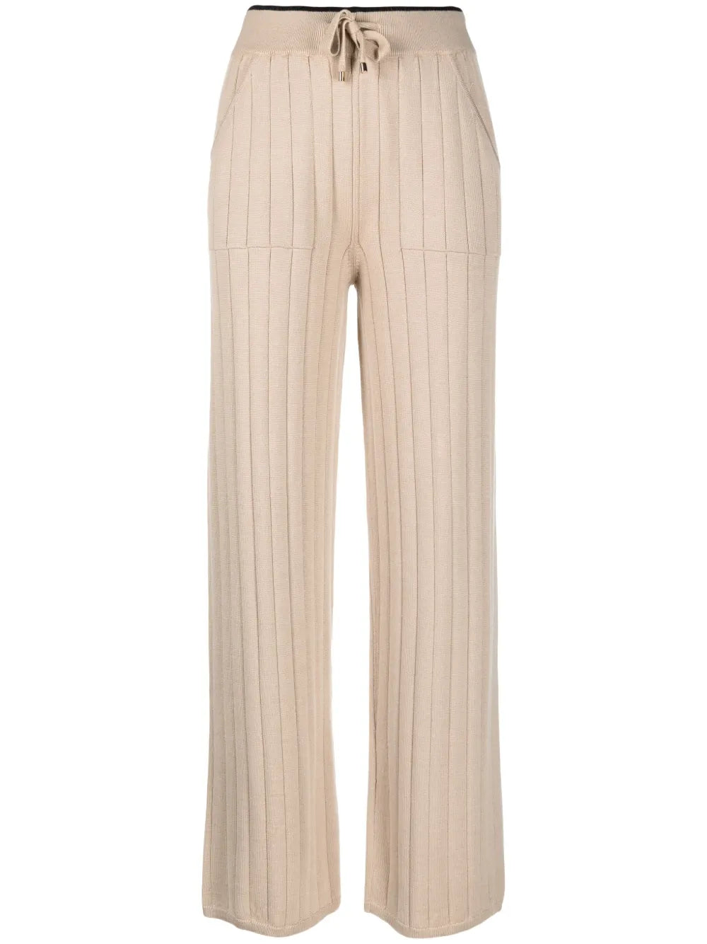 Straight-Leg Ribbed-Knit Trousers
