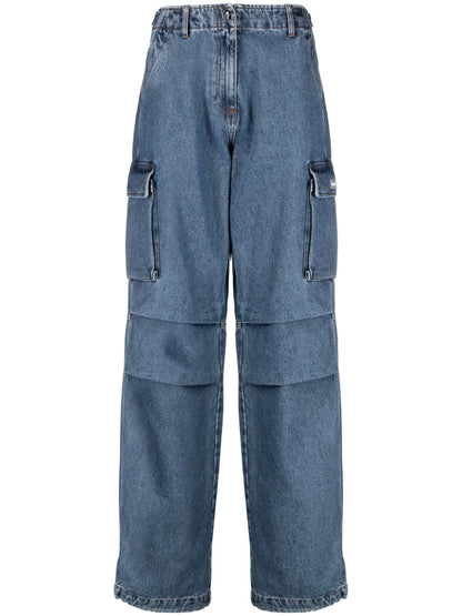 High-Waisted Wide-Leg Cargo Trousers