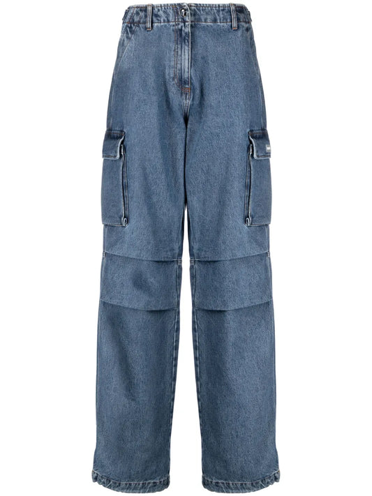 High-Waisted Wide-Leg Cargo Trousers