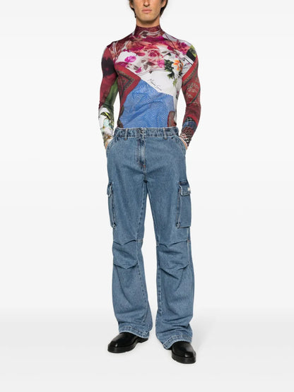 High-Waisted Wide-Leg Cargo Trousers