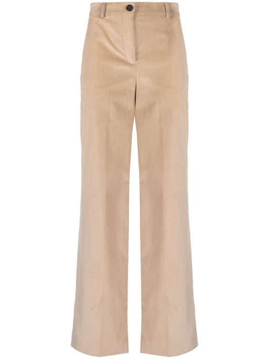 Corduroy High-Waist Wide-Leg Trousers