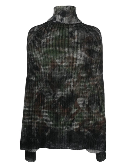 Abstract-Pattern Print Wool-Blend Jumper
