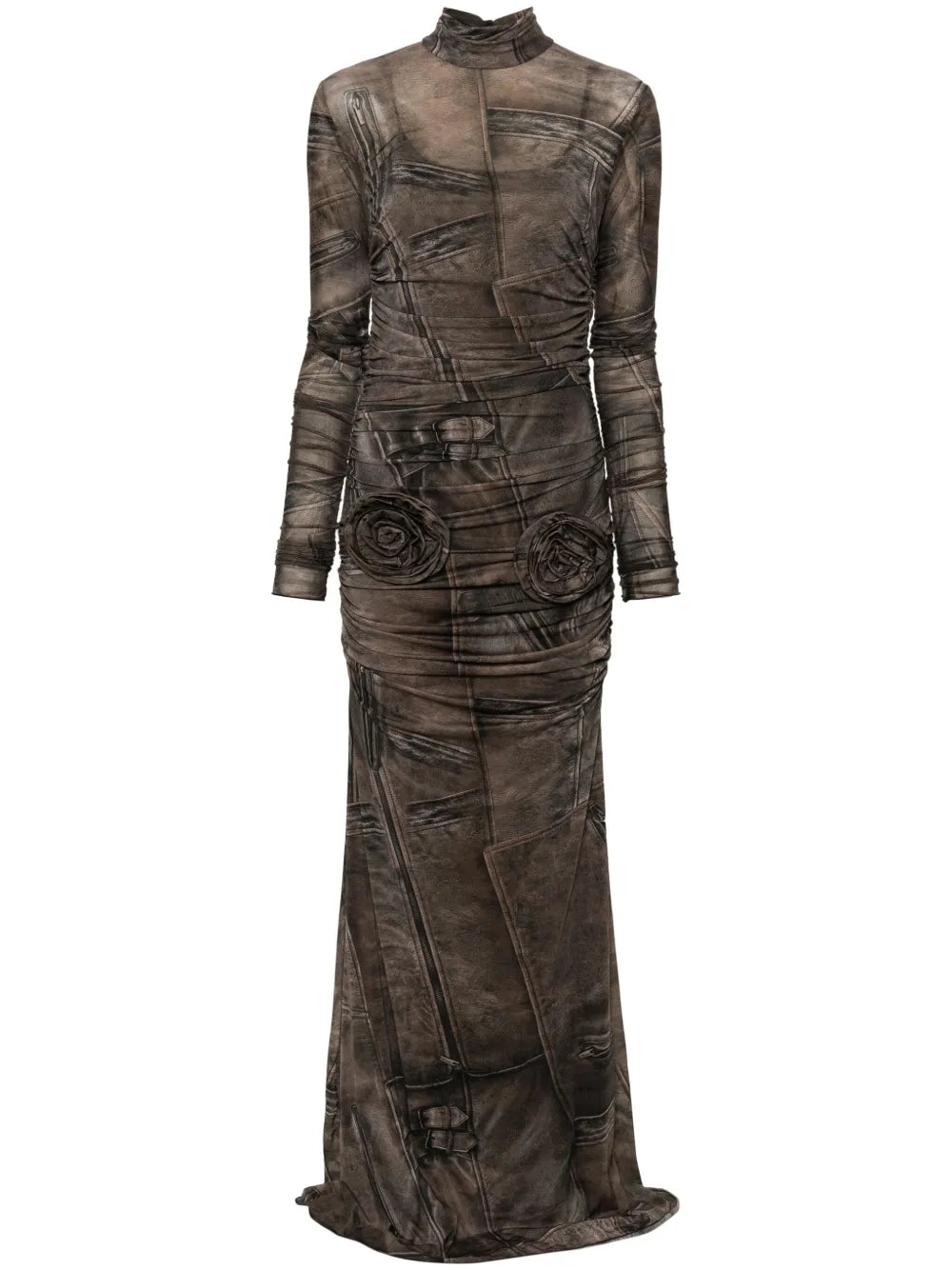 Graphic-Print Ruched Dress
