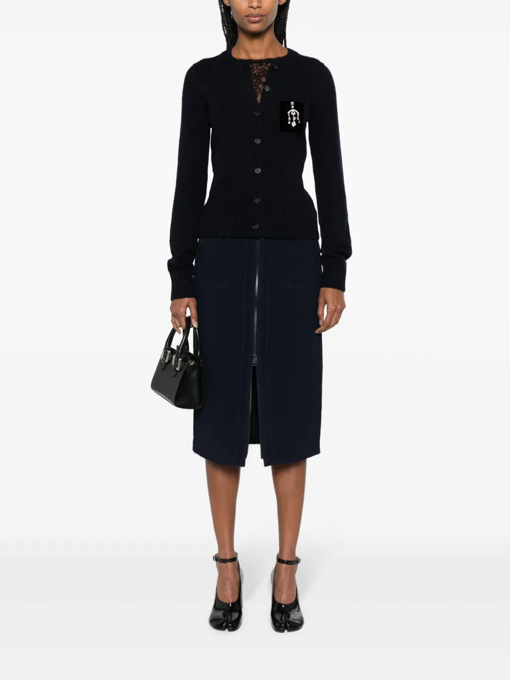 Zip-Up Midi Pencil Skirt