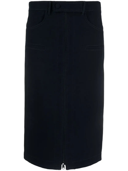 Zip-Up Midi Pencil Skirt