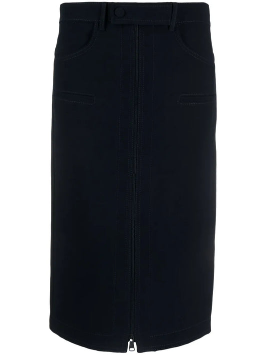 Zip-Up Midi Pencil Skirt