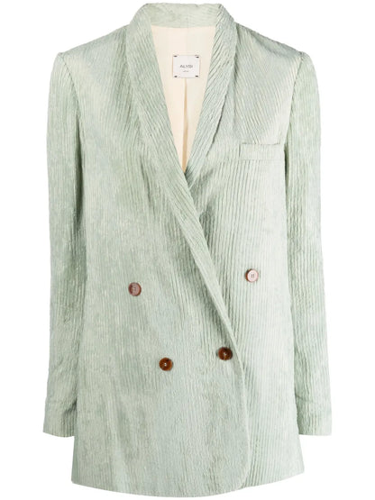 Double-Breasted Ribbed Blazer