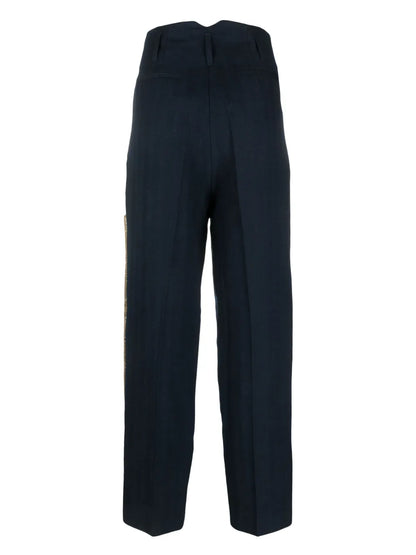 Glitter-Detail Straight-Leg Trousers