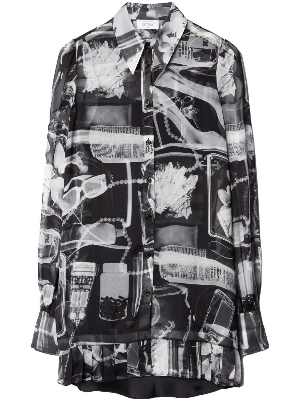 X-Ray-Print Silk Shirt Dress