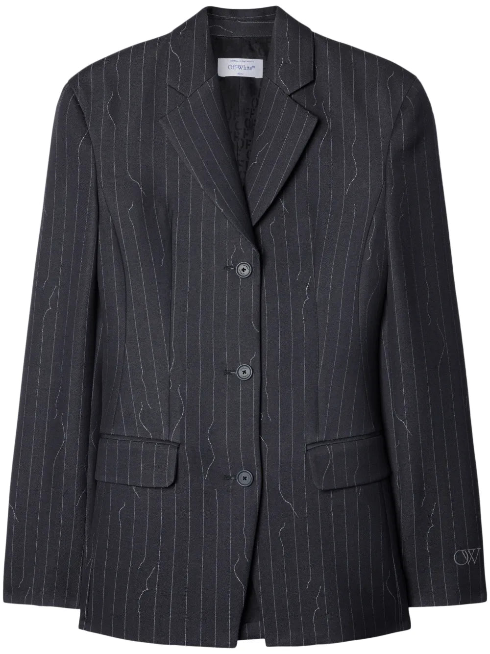 Pinstripe-Pattern Virgin Wool-Blend Blazer