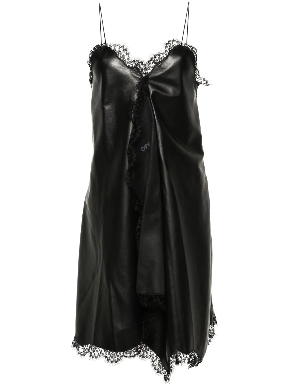 Lace-Trim Leather Dress