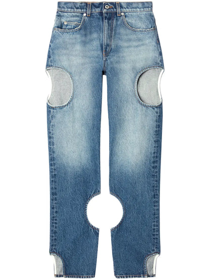 Meteor Cut-Out Straight-Leg Jeans
