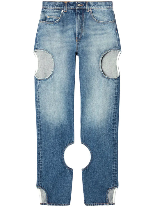 Meteor Cut-Out Straight-Leg Jeans