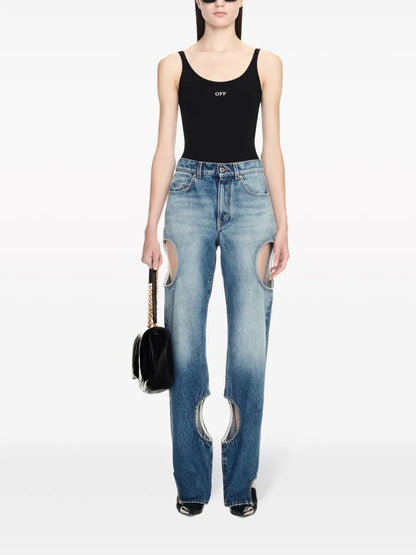 Meteor Cut-Out Straight-Leg Jeans