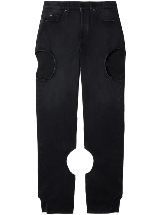 Meteor Cut-Out Straight-Leg Jeans