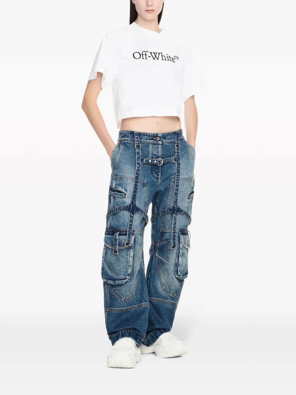 Harness-Detail Cargo Jeans