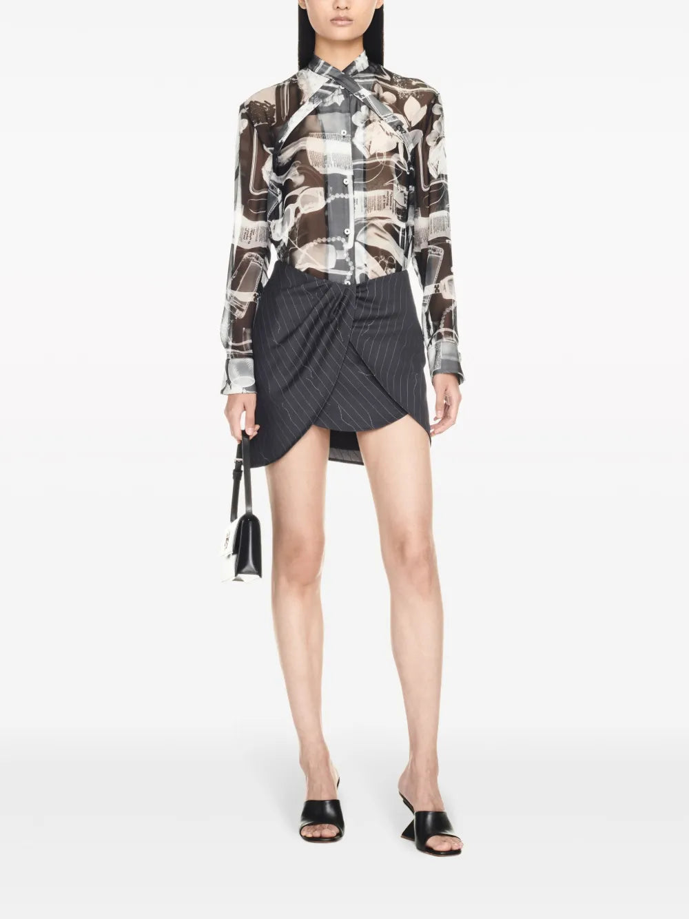 Pinstripe Draped Miniskirt