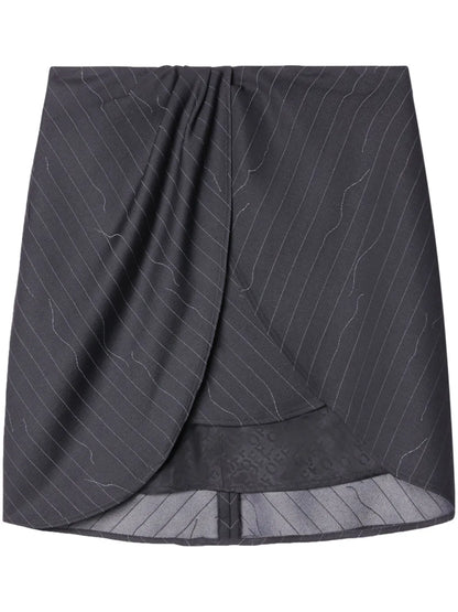 Pinstripe Draped Miniskirt