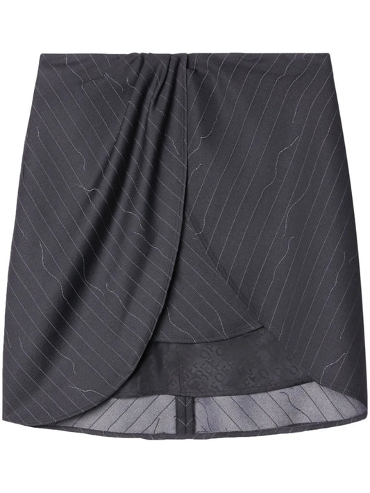 Pinstripe Draped Miniskirt