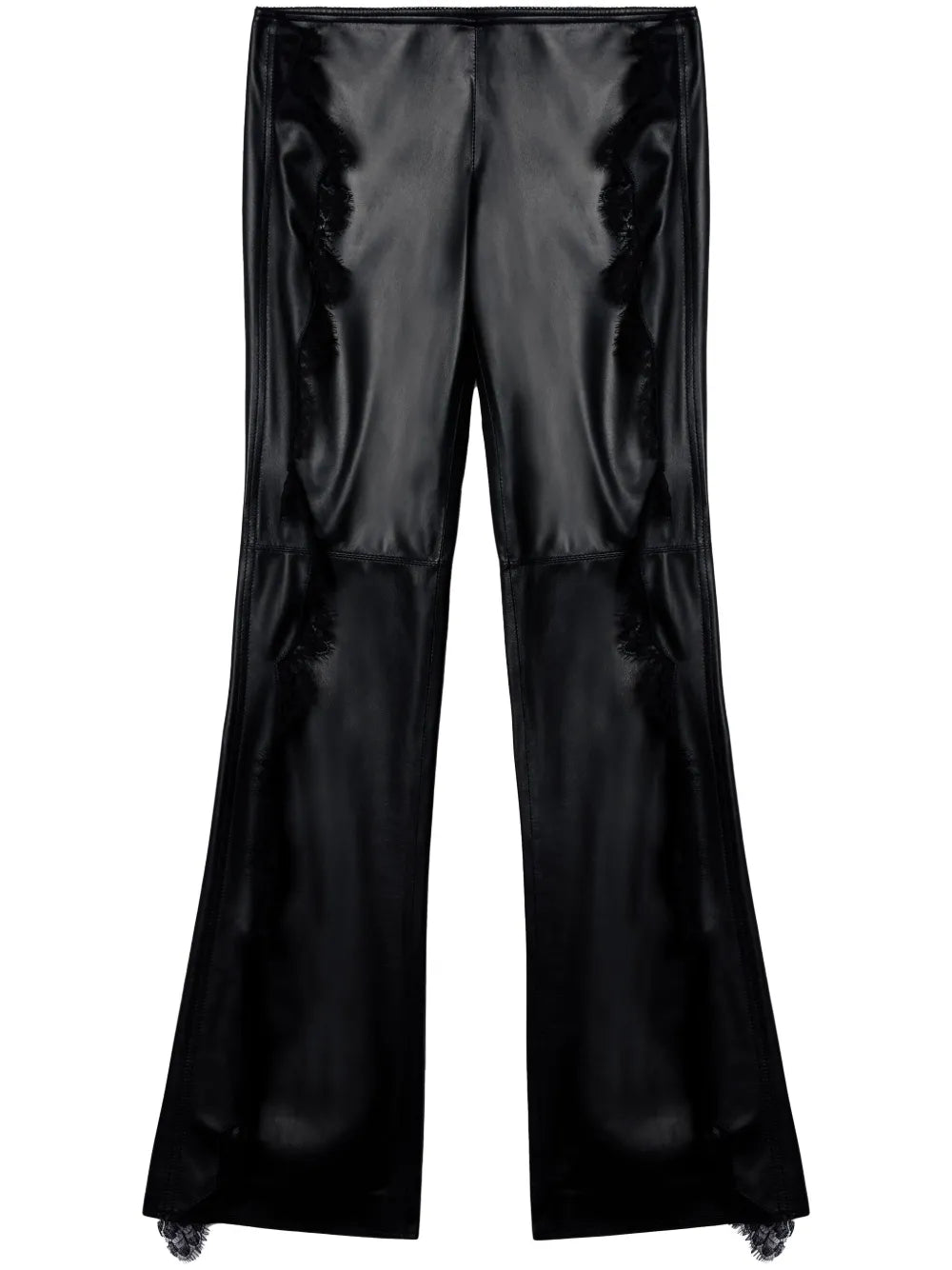 Lace-Trim Leather Trousers