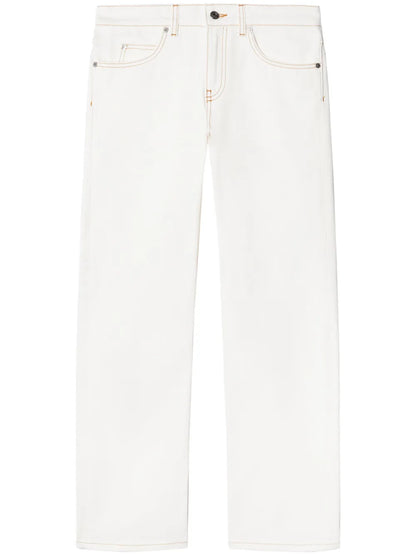 Contrast-Stitching Straight-Leg Jeans