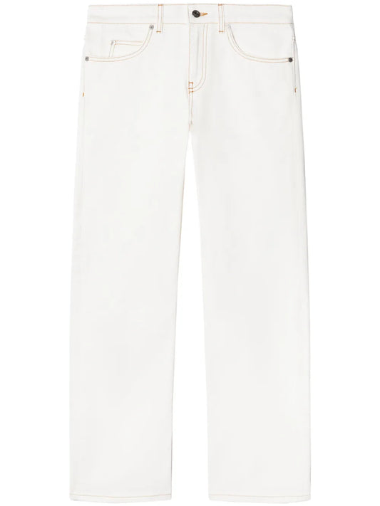 Contrast-Stitching Straight-Leg Jeans