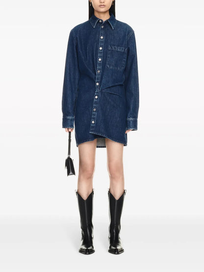 Draped Denim Minidress