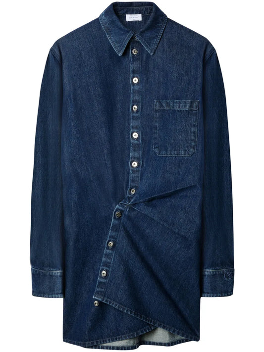Draped Denim Minidress