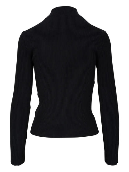 High-Neck Ribbed-Knit Top