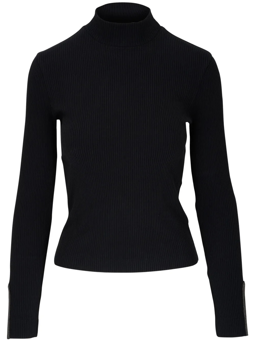 High-Neck Ribbed-Knit Top