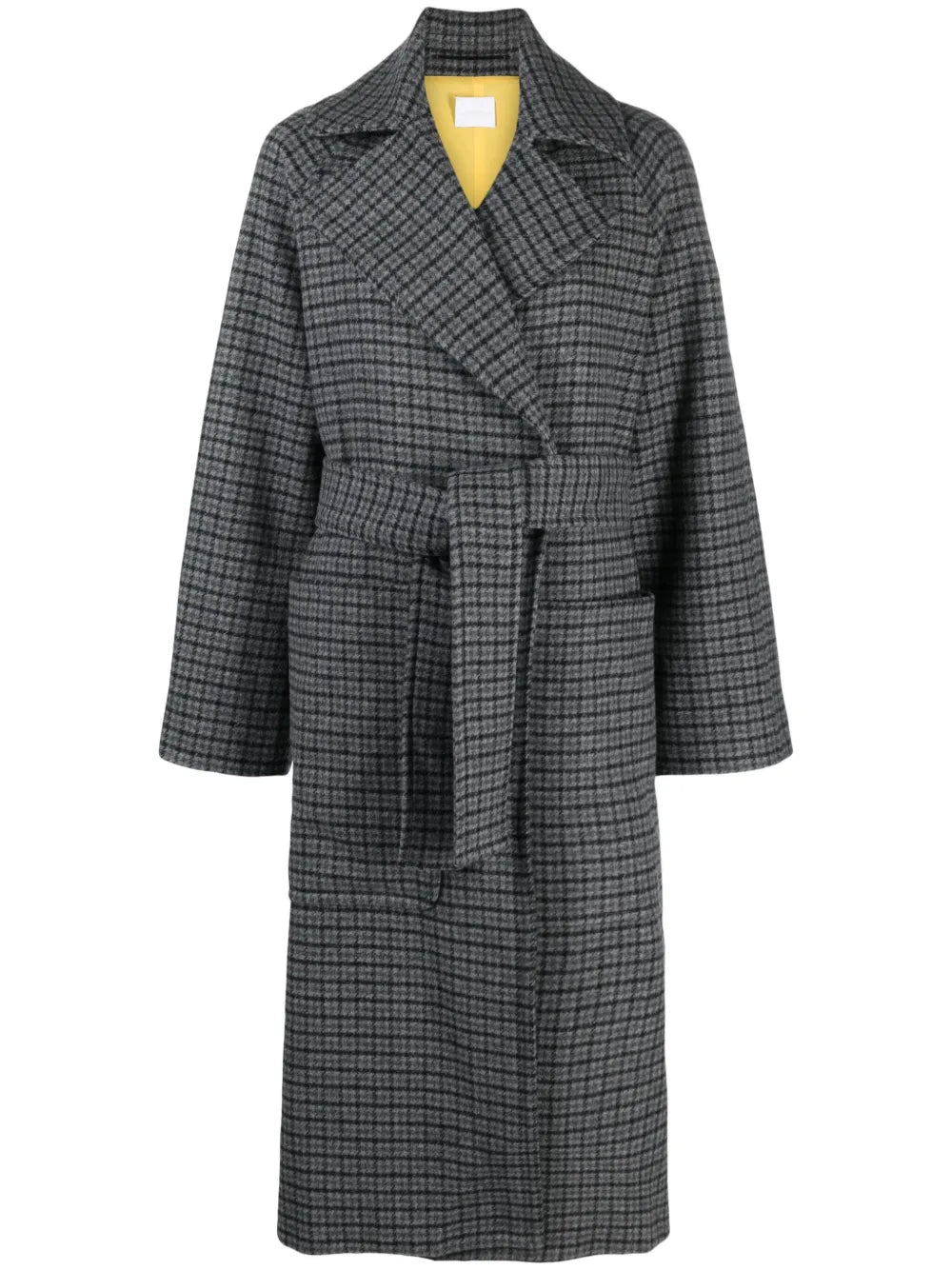 Belted Checked Felted Coat