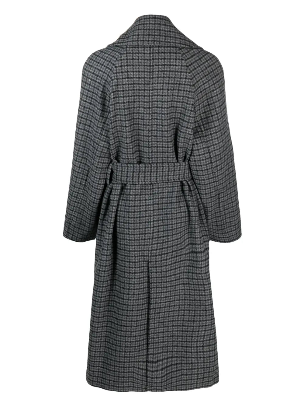 Belted Checked Felted Coat