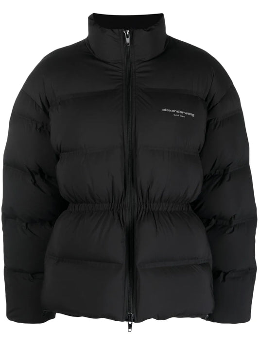 Reflective-Logo Jacquard Puffer Jacket