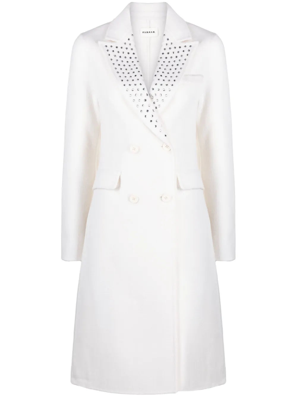 Crystal-Embellished Double-Breasted Coat