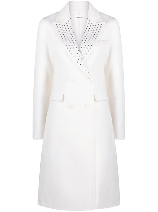 Crystal-Embellished Double-Breasted Coat