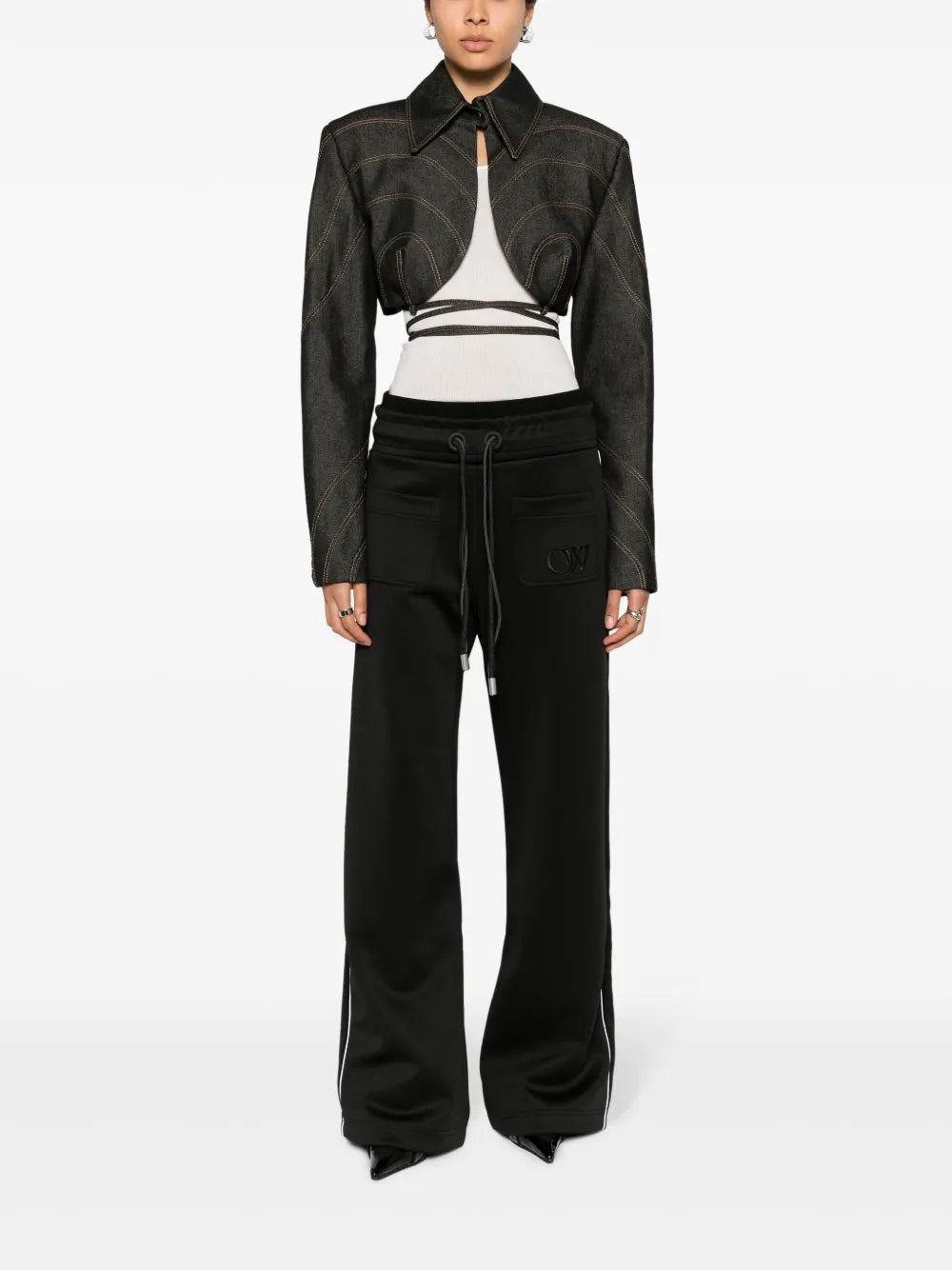 Elasticated-Waist Cotton Track Pants