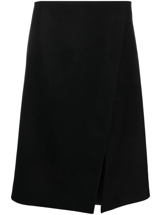 Front-Split Felted A-Line Skirt