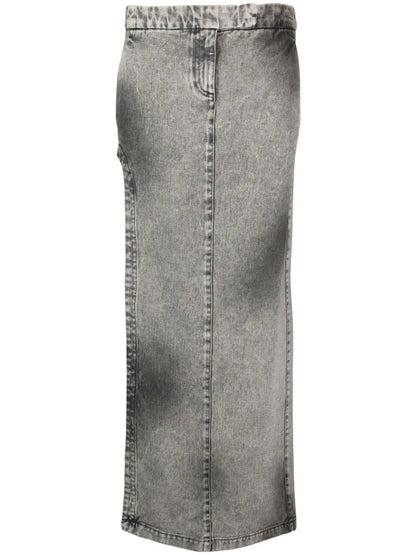 Stonewashed Straight Denim Skirt