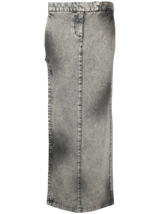 Stonewashed Straight Denim Skirt