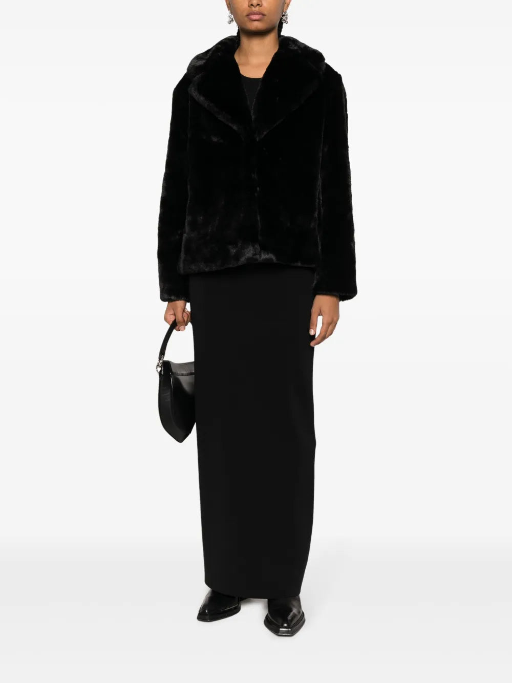 Notched-Lapel Faux-Fur Jacket