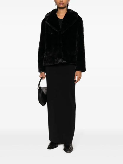 Notched-Lapel Faux-Fur Jacket