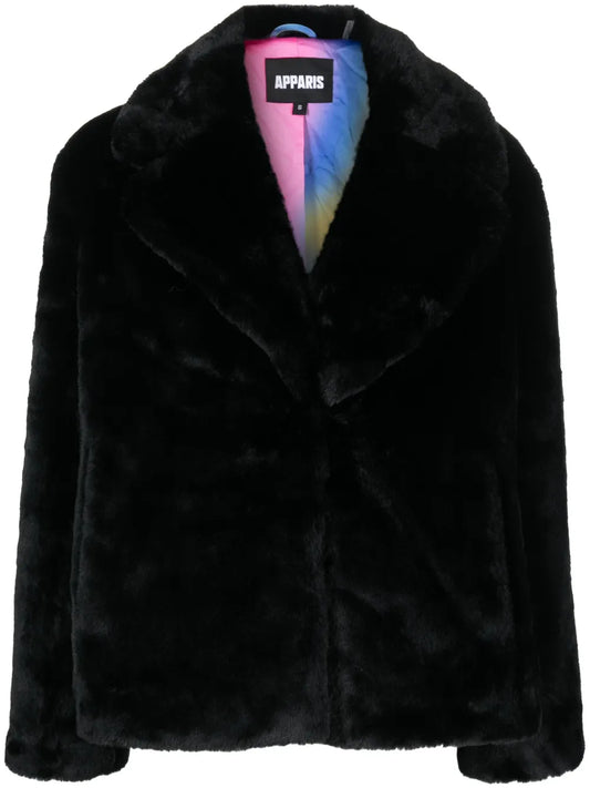 Notched-Lapel Faux-Fur Jacket