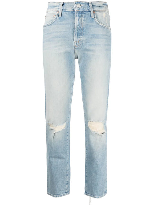 Mid-Rise Distressed Jeans