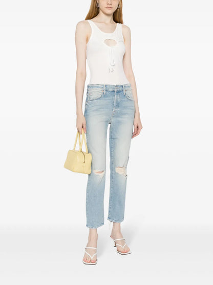 Mid-Rise Distressed Jeans