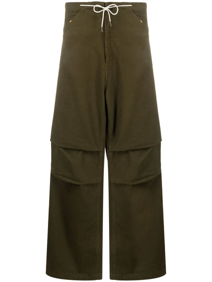 Drawstring-Waistband Cotton Trousers