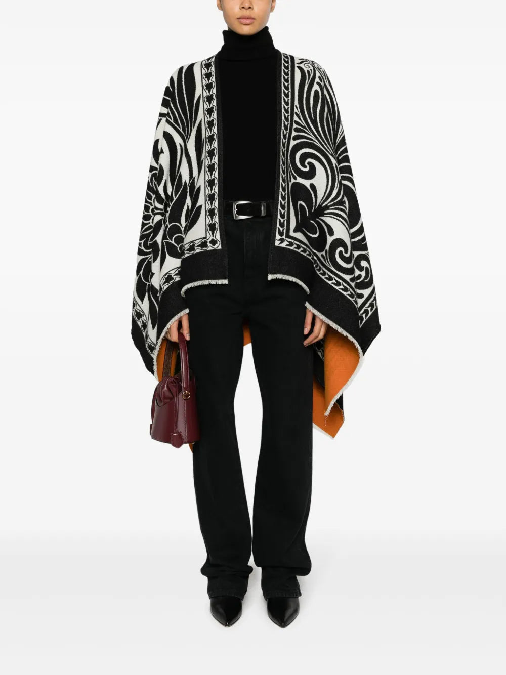 Reversible Felted Wool Blend Poncho